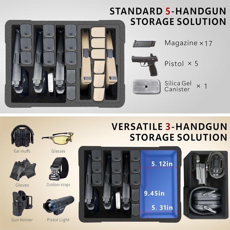 Betschkim Pistol Gun Case for Handguns – Holds Multiple Handguns Case & Mags | TSA Approved Waterproof Hard Shell Pistol Case with Pre-Cut Foam, Heavy Duty Protection for Storage - Image 2
